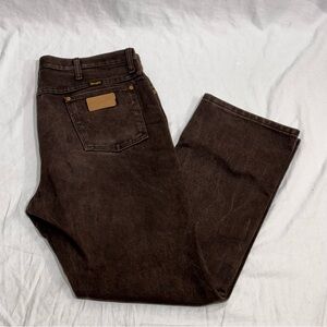 Wrangler 936KCL Straight Fit Jeans Mens 36x30 Brown Chocolate Denim Zip Fly